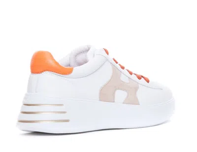 Hogan Rebel Sneakers In White/orange/beige