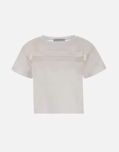 Iceberg Cotton Jersey Crop T-shirt White Silk