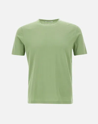 Kangra Cashmere Cotton T-shirt In Sage Green Regular Fit