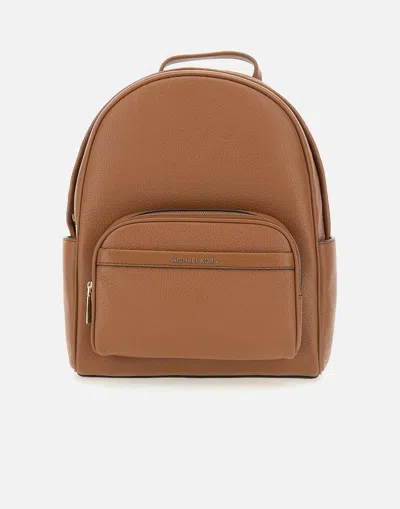 Michael Kors Tumbled Effect Leather Backpack With Gold Accents In Brown