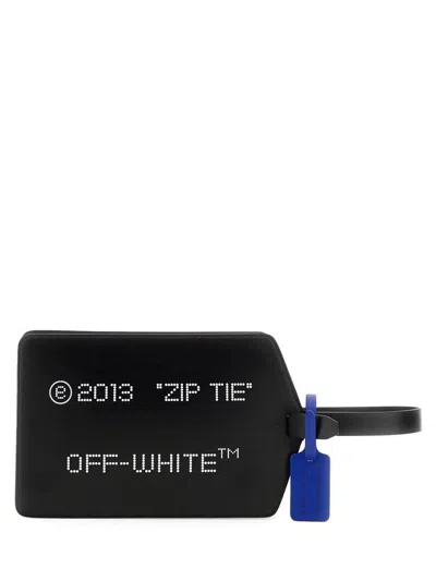 Off-white 'zip-tie' Black Handbag With Logo Print In Leather Woman In White