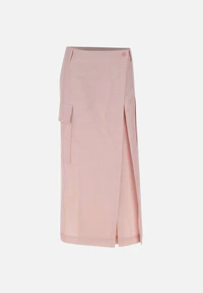 P.a.r.o.s.h Raisa24 Linen And Viscose Skirt In Pink