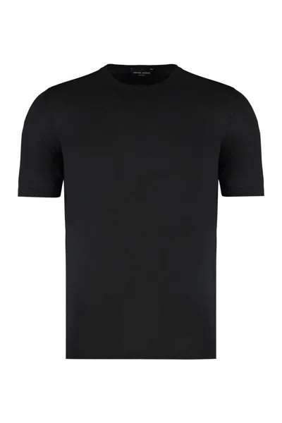 Roberto Collina Cotton Crew-neck T-shirt In Black