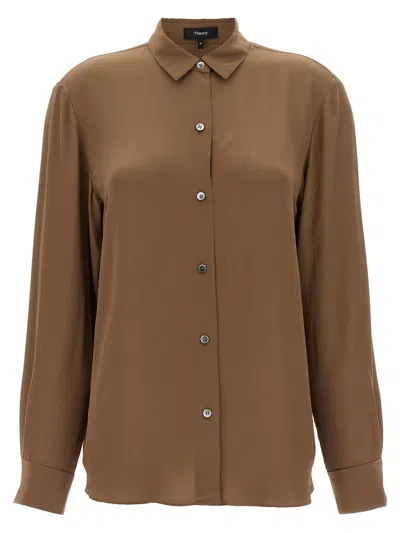 Theory 'os' Shirt In Brown