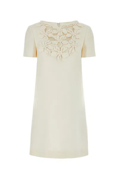 Valentino Embroidered Silk Dress In White