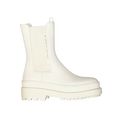 Dior Leather Boots In White