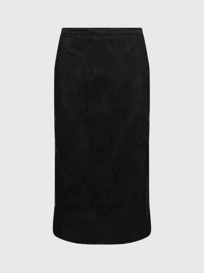 Dolce & Gabbana Tulle Sheer Midi Skirt In Black