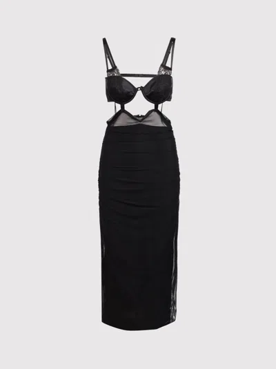Dolce & Gabbana Sheer Midi Dress In Black