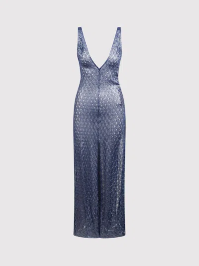 Missoni Crochet-knit Lurex Maxi Dress In Lapis Blue