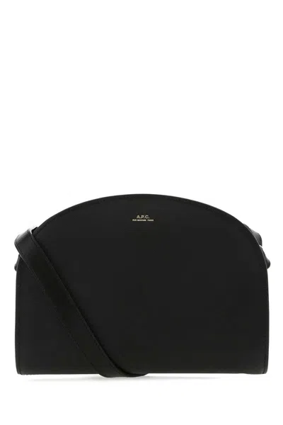 Apc Black Leather Demi Lune Shoulder Bag In Lzz