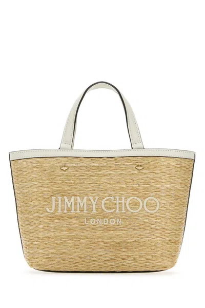 Jimmy Choo Beige Raffia Mini Marli Handbag In Naturallightgold