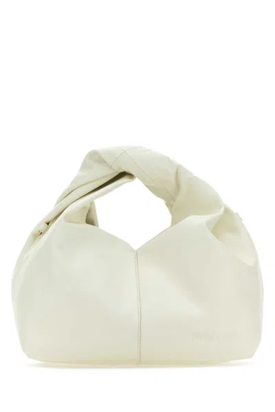Jw Anderson Ivory Leather Mini Twister Hobo Handbag In Offwhite