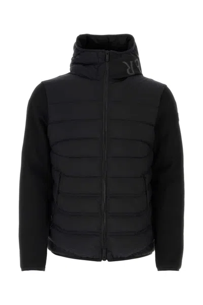 Moncler Black Cotton And Nylon Zip Up Jacket In 999