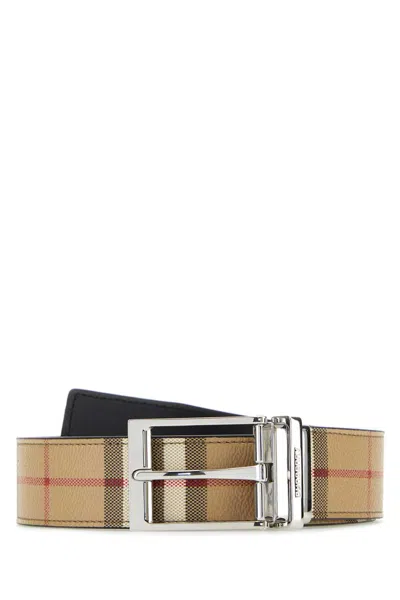Burberry Printed E-canvas Belt In Archivebeigesilver