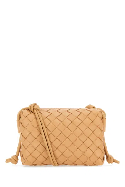 Bottega Veneta Skin Pink Leather Mini Loop Crossbody Bag In Almondgold