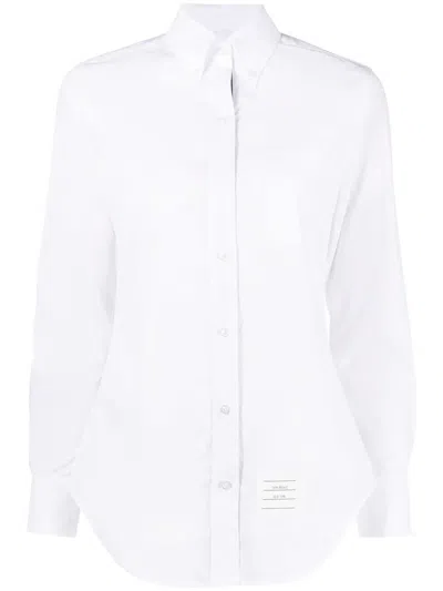 Thom Browne Classic Point Collar Poplin Shirt In White