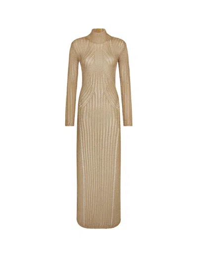 Tom Ford Maxi Cut Out Long Dress In Gold