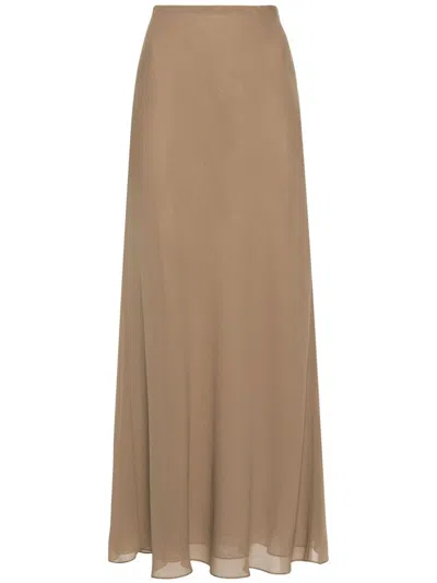 Khaite Mauva Silk Maxi Skirt In Braun