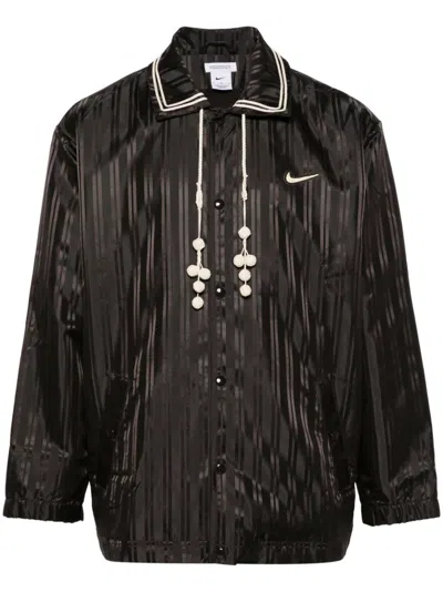Nike X Bode Striped Shirt Jacket In Braun