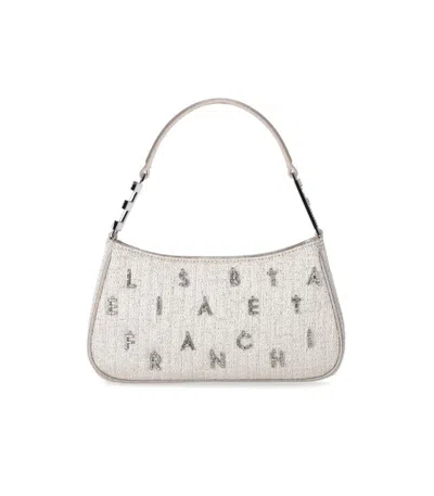 Elisabetta Franchi Logo Embellished Zipped Shoulder Bag In Silver
