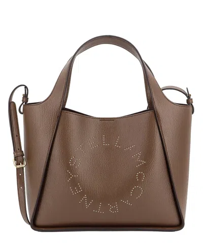 Stella Mccartney Logo Stella Tote Bag Beige In Brown