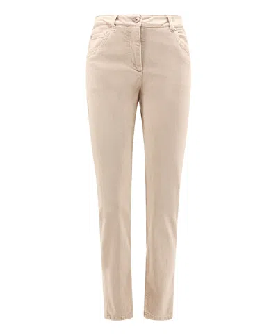 Brunello Cucinelli Extra Skinny Fit Trouser With Monili Patch In Neutral