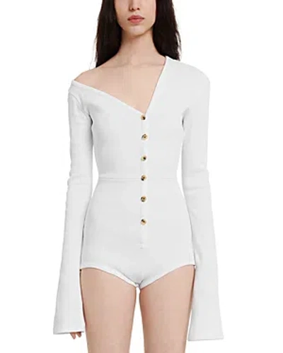 A.w.a.k.e. Asymmetric Stretch-cotton Bodysuit In White
