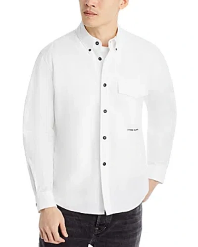 Stone Island Logo-print Cotton Linen Shirt In White
