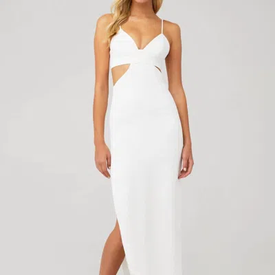 Bardot Cut Out Slit Midi Dress In Ivory In White