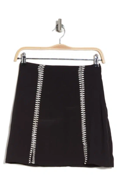 Topshop Contrast Stab Stitch Mini Skirt In Black