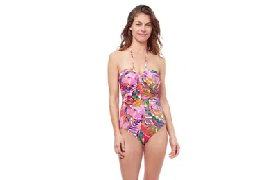 Profile By Gottex Tropikaia Tie Front Tummy Control One Piece Swimsuit In Multi