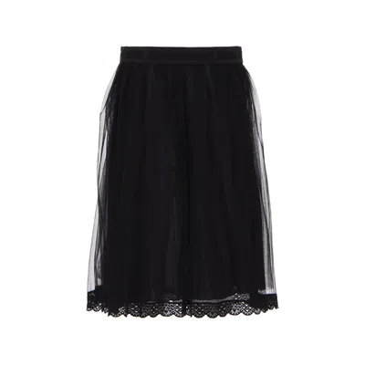 Msgm Kids' Lace-trim Tulle Skirt In Black
