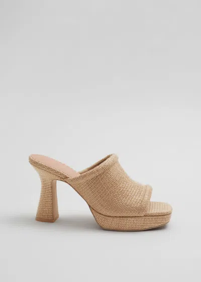 Other Stories Flared Heel Platform Mules In Neutral