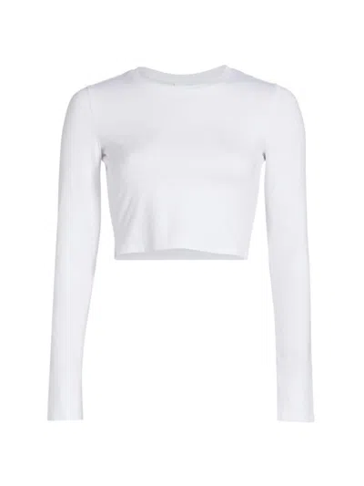 Alo Yoga Alosoft Crop Finesse Long Sleeve Top In White