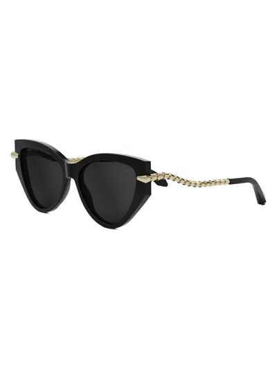 Bvlgari Women's Serpenti 56mm Cat-eye Sunglasses In Black Gold Dark Grey