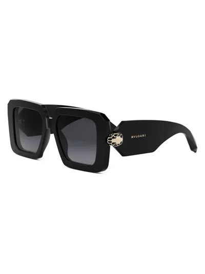 Bvlgari Logo Acetate Square Sunglasses In Black Grey Gradient