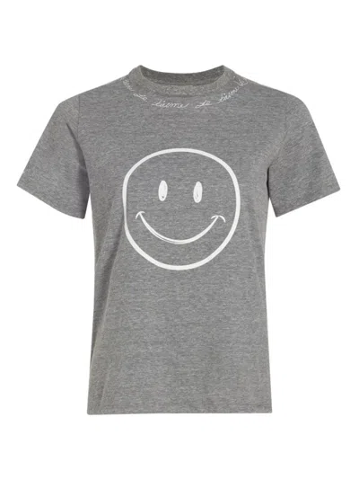 Cinq À Sept Women's Smiley Love Letter Cotton Tee In Heather Grey White