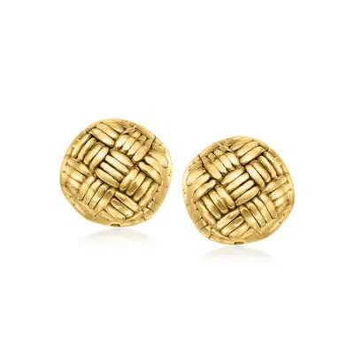 Ross-simons Italian 18kt Yellow Gold Basketweave Earrings