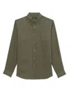 Theory Irving Relaxed Linen Shirt Dark Olive