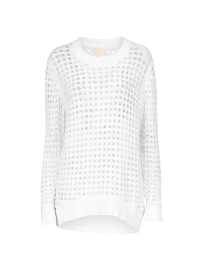 Michael Michael Kors Women's Easy Mesh Cotton Sweatshirt In White