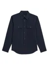 Theory Garvin Shirt Jacket In Organic Cotton In Baltic