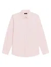 Theory Irving Linen Shirt In White Pale Pink