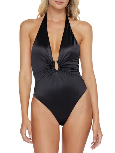 Pq Women's Plunge Nightfall Glossy One-piece Swimsuit