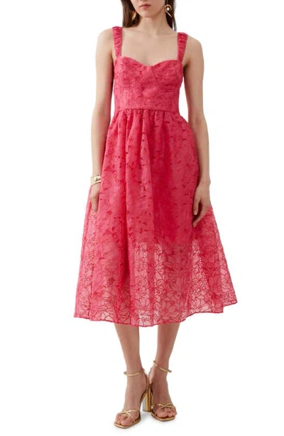 French Connection Sleeveless Lace Midi Dress In Red