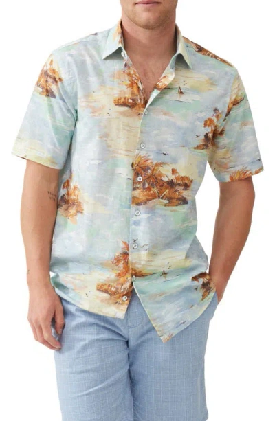 Rodd & Gunn Victoria Avenue Regular Fit Short Sleeve Shirt In Ocean Bree