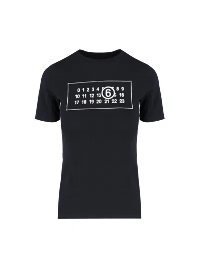 Mm6 Maison Margiela Numbers-motif Crew-neck T-shirt In Black  