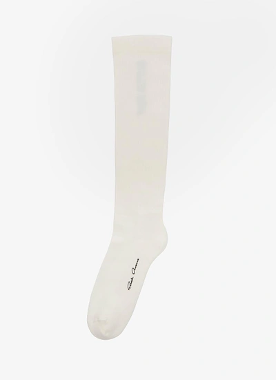 Rick Owens Glitter Fw17 Ribbed Mid-calf Socks In White