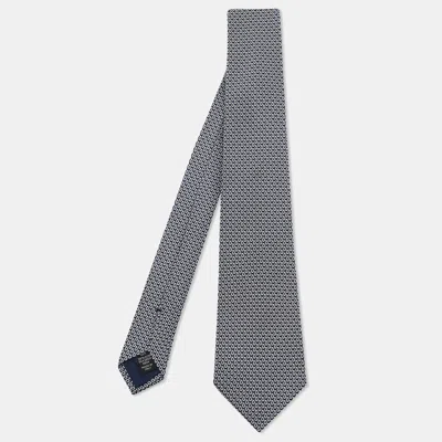 Pre-owned Ermenegildo Zegna Navy Blue/white Jacquard Silk Tie