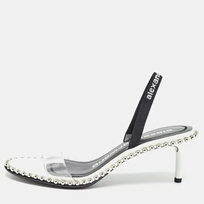 Pre-owned Alexander Wang White Leather And Pvc Nova Slingback Sandals Size 38