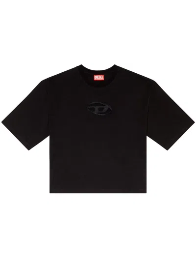 Diesel Boxy T-shirt With Embroidered D In Black